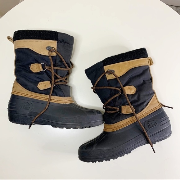 Sorel Winter Boots Mid Calf Lace Up Women’s Size 7 Black Brown - Picture 1 of 12